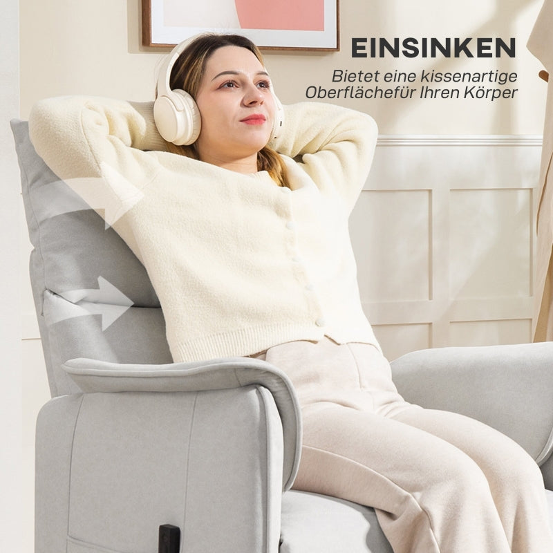 Electric Recliner Chair, Memory Function, Quiet, Adjustable, Pet-Friendly Faux Velvet, Cream