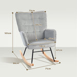 Rocking Chair, Armrests Recliner Wooden Base, Light Gray Corduroy