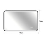 LED Bathroom Mirror 70x90 cm Dimmable Anti-Fog, Black Aluminum