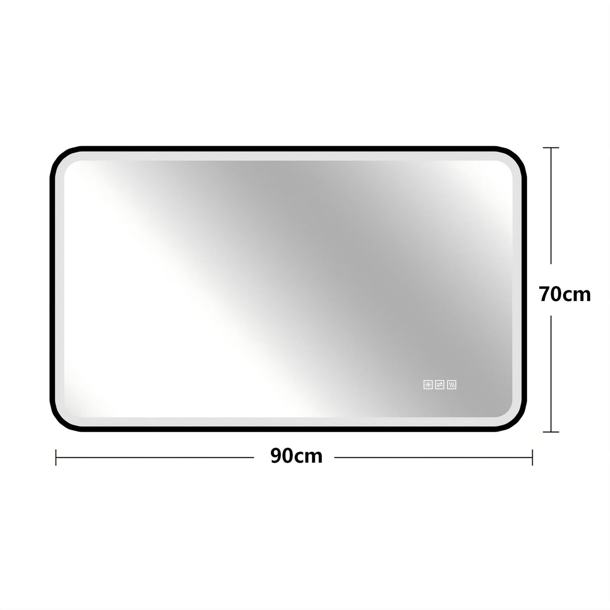 LED Bathroom Mirror 70x90 cm Dimmable Anti-Fog, Black Aluminum