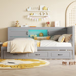 Sofa Bed Daybed 90x200cm Pull-out Bed LED Storage USB Outlet - Grey
