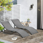 Sun Loungers Set of 2 Ergonomic Recliner Aluminum Texteline Dark Grey