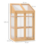 Cold Frame Mini Greenhouse, 70x50x120 cm, Cover, Window, Double Door, 3 Shelves, Wooden Brown