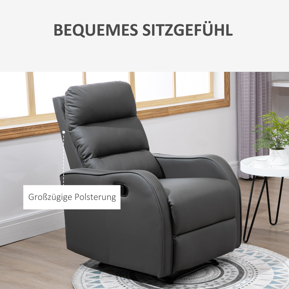 Recliner Chair, Rocking, Reclining, Rotatable, Cup Holder, Microfiber Cloth