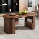 Modern Retro Coffee Table with Vertical Texture, 105x50x46.5cm, Walnut