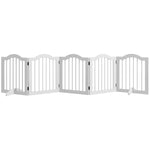 Dog Barrier, 5 Panels, Foldable, Solid Wood/MDF, White
