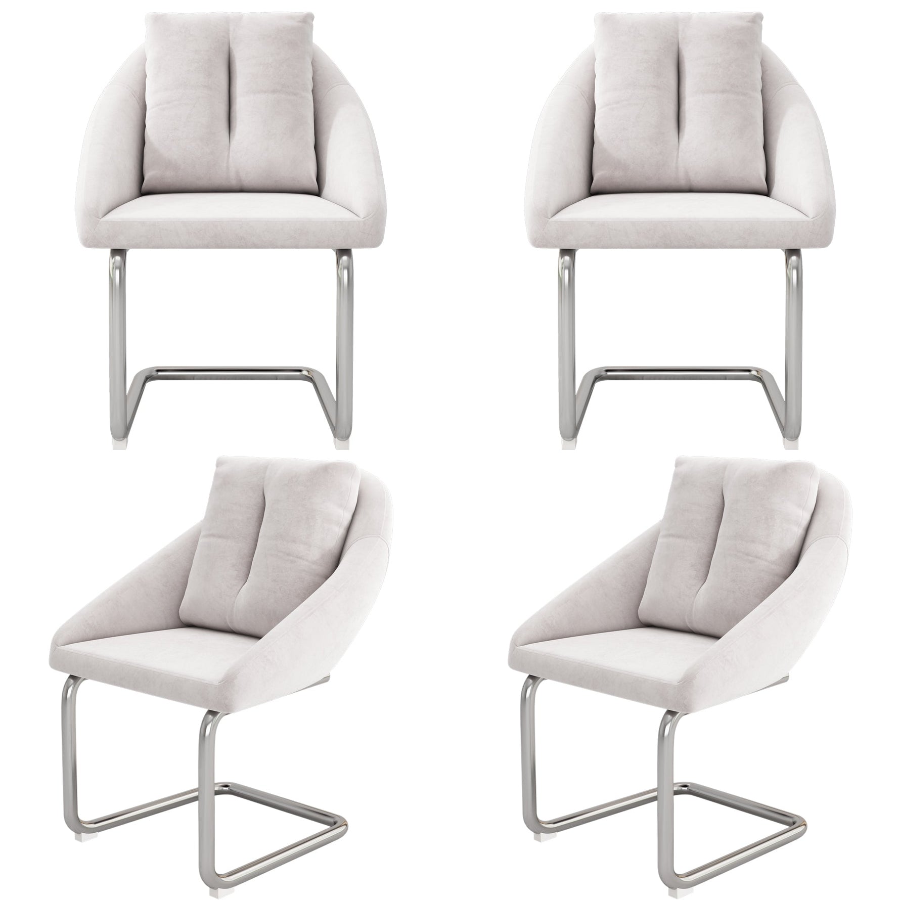 Velvet Dining Chair Set of 4, Luxurious Swivel with Cushions and Curved Legs, Beige Samt