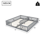 Panel Bed with Guardrails and Slatted Base, 90 x 200 cm, Grey Pine Wood