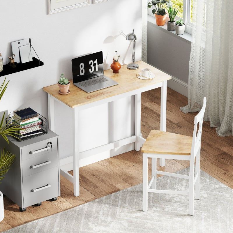 Bar Table, Compact, Seats 2, Oak Look Natural Wood+White