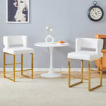 Bar Stools Set of 2 Nordic Style Square Gold Metal Legs
