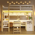 Loft Bed 90x200/140x200 cm with Desk & Drawers, Pine Wood