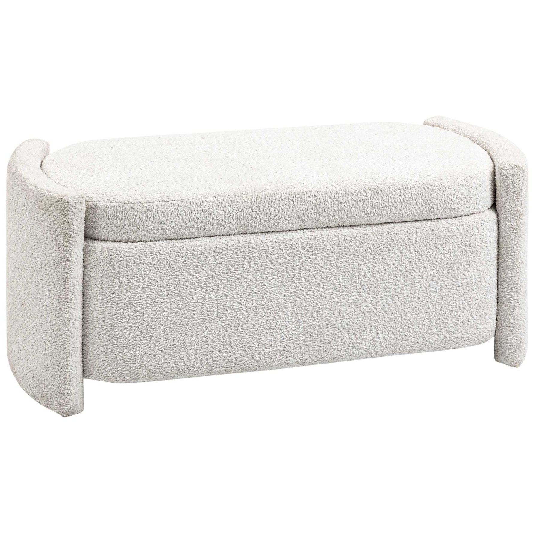 Bench, Upholstered Storage with Lid, Cream