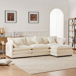 L-Shaped Corner Sofa 3-Seater Upholstered with Footrest, Modern Chenille Fabric