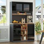 Modern Buffet Sideboard 105x185cm Adjustable Shelves Drawers - Grey/Black