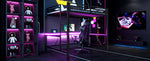 Gaming Metal Loft Bed Frame with LED Lighting, USB Station and Desk, 160x200, Black