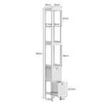 Narrow Tall Cabinet, Freestanding with 2 Drawers and 3 Shelves, White