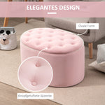 Upholstered Bench with Storage, Oval Shape, Velvet Polyester