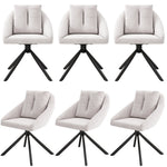 Swivel Dining Chair Set of 6 with Ergonomic Design and Breathable Fabric, Beige Velvet