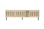 Minimalist Lowboard TV Stand 160cm Openwork Design for 65-inch TV - Natural Wood
