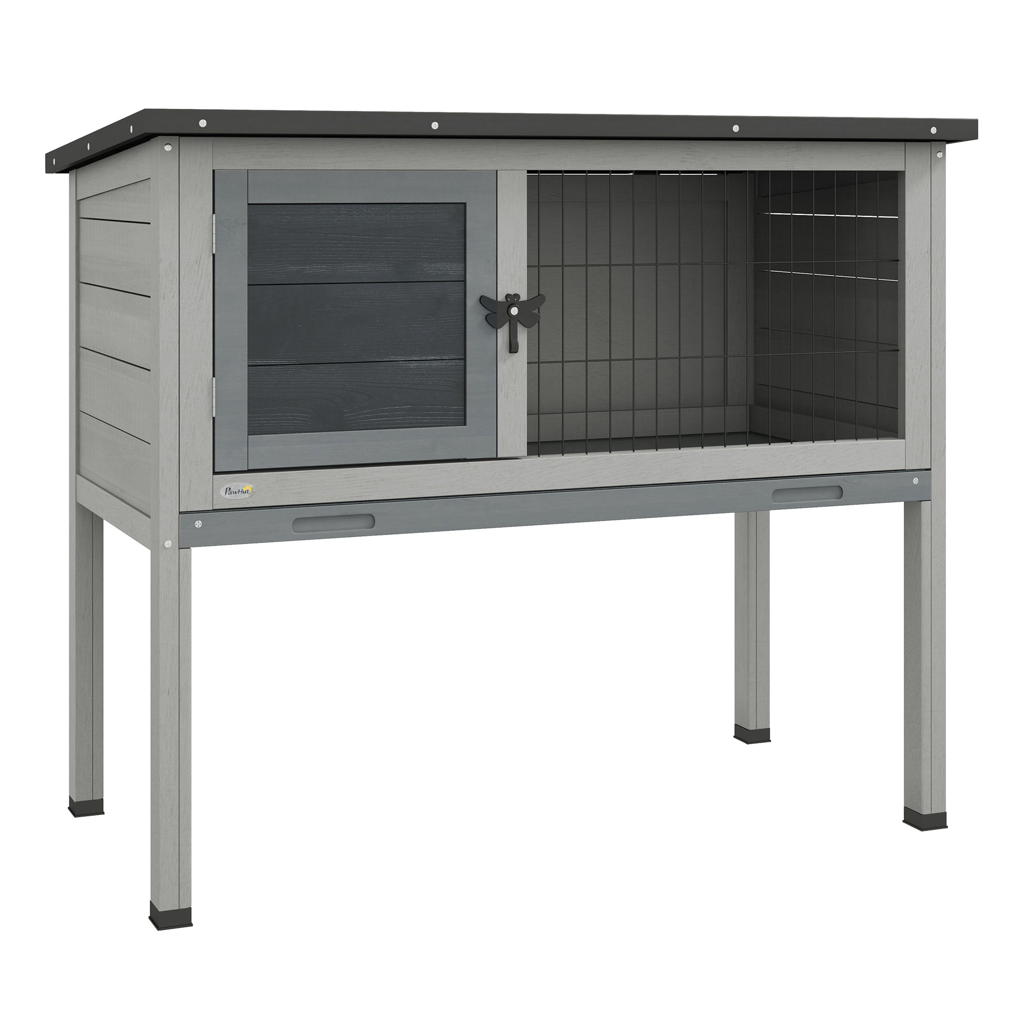 Rabbit Hutch Winterproof Hinged Roof 84x43x70 cm Fir Wood, Grey