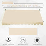 Folding Arm Awning, 300x150cm Height Adjustable Sunshade with Hand Crank, Aluminum Beige