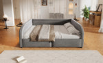 Upholstered Platform Bed 140x200 with Hydraulic Storage & LED, Grey