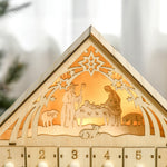 Advent Calendar, 24 Drawers, LED Lights, Natural Wood