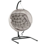 Egg-Shaped Outdoor Hanging Chair, Foldable Swing with Cup Holder, Sand