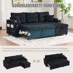 3-Seater Corduroy Sofa Sleeper Hydraulic Chaise Storage Cup Holders USB-C Corduroy