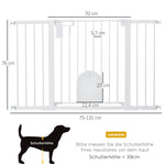 Door Safety Gate Stair Gate 75-131cm Clamp Metal ABS White