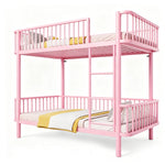 Metal Bunk Bed 90x200 with Safety Railing, Space-Saving, Black, Pink