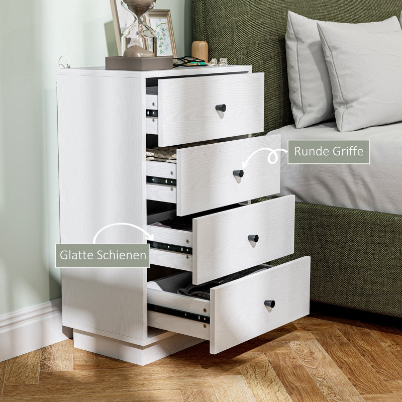 Chest of Drawers, 4 Drawer Wood Storage Cabinet, White