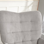 Rocking Chair, Armrests Recliner Wooden Base, Light Gray Corduroy