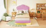 Upholstered Bed 90x200cm, Cloud Headboard & LED, Pink Velvet