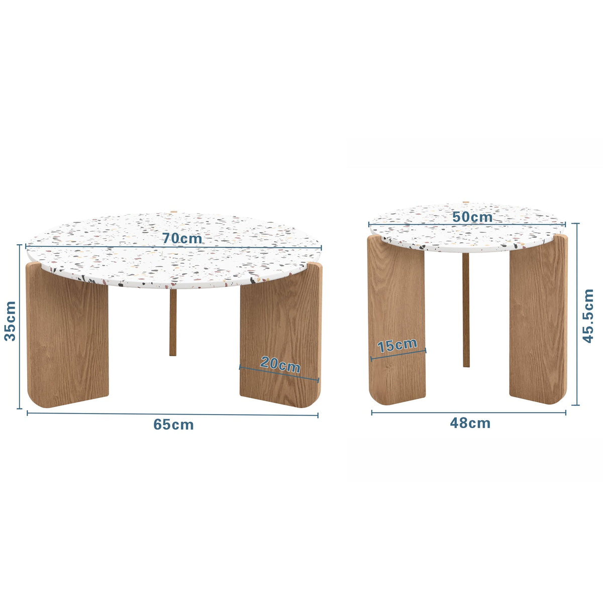 Modern Modular Coffee Table Set of 2 for Living Room, Sofa Side, Balcony