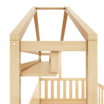 Children's House Bed 90x200cm with Drawers Slatted Base Pine Wood Natural