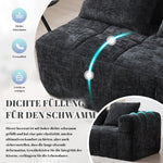 Sofa 2-Person Plush Cushion Side Pockets, No Assembly, Black