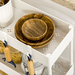 Rolling Kitchen Shelf, 4-Tier Storage with Wheels & Brakes, White