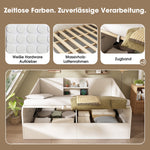 Hydraulic Daybed 140x190cm Double Bed Storage USB/Type-C Charging White Wood