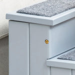 Pet Stairs Dog Stairs 3 Steps Carpet Storage, Grey