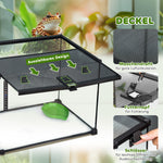 Terrarium, Glass Feeding Box for Reptiles, Metal