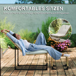 Rattan Relaxing Chair with Footstool, UV-resistant Garden Chair, Natural Wood