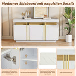 Sideboard Display, 3-Door Dining Room Cabinet with Adjustable Dividers, Modern White