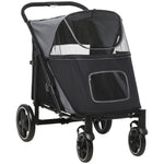 Dog Buggy, Foldable, 30 kg, Mesh Window, Grey Oxford