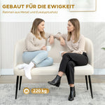 2-Seater Sofa Modern Upholstered Metal Wood Frame Velvety Fabric Beige
