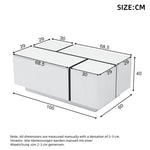 Coffee Table Square, 4 Drawers Sliding Top High-Gloss Finish, White