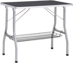 Collapsible Pet Grooming Table, Adjustable Arm & Storage, Steel Legs