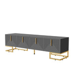 TV Lowboard Textured Door Gold Handles Gold Feet