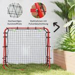 Football Rebounder Double-Sided Rebound Adjustable in 5 Levels for Training Steel Red