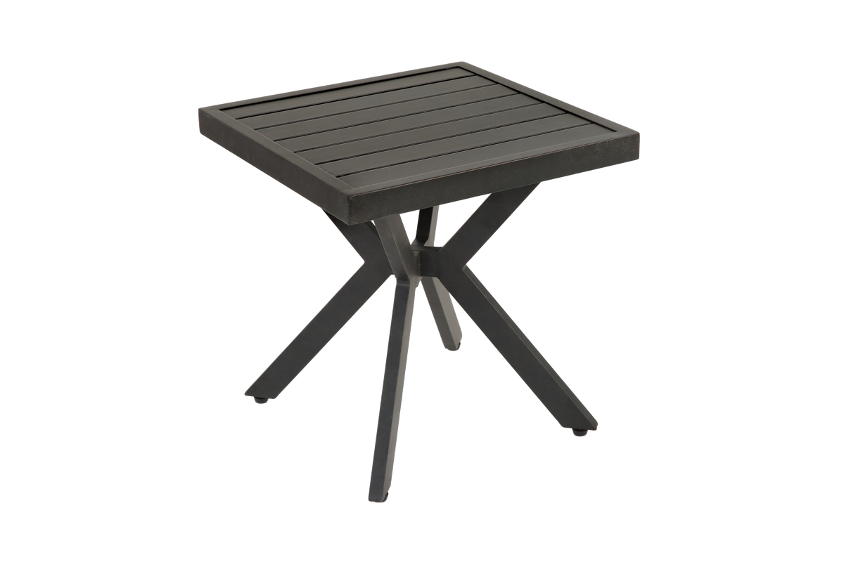 Outdoor Aluminum Square Side Table End Table, Weather Resistant, Dark Brown